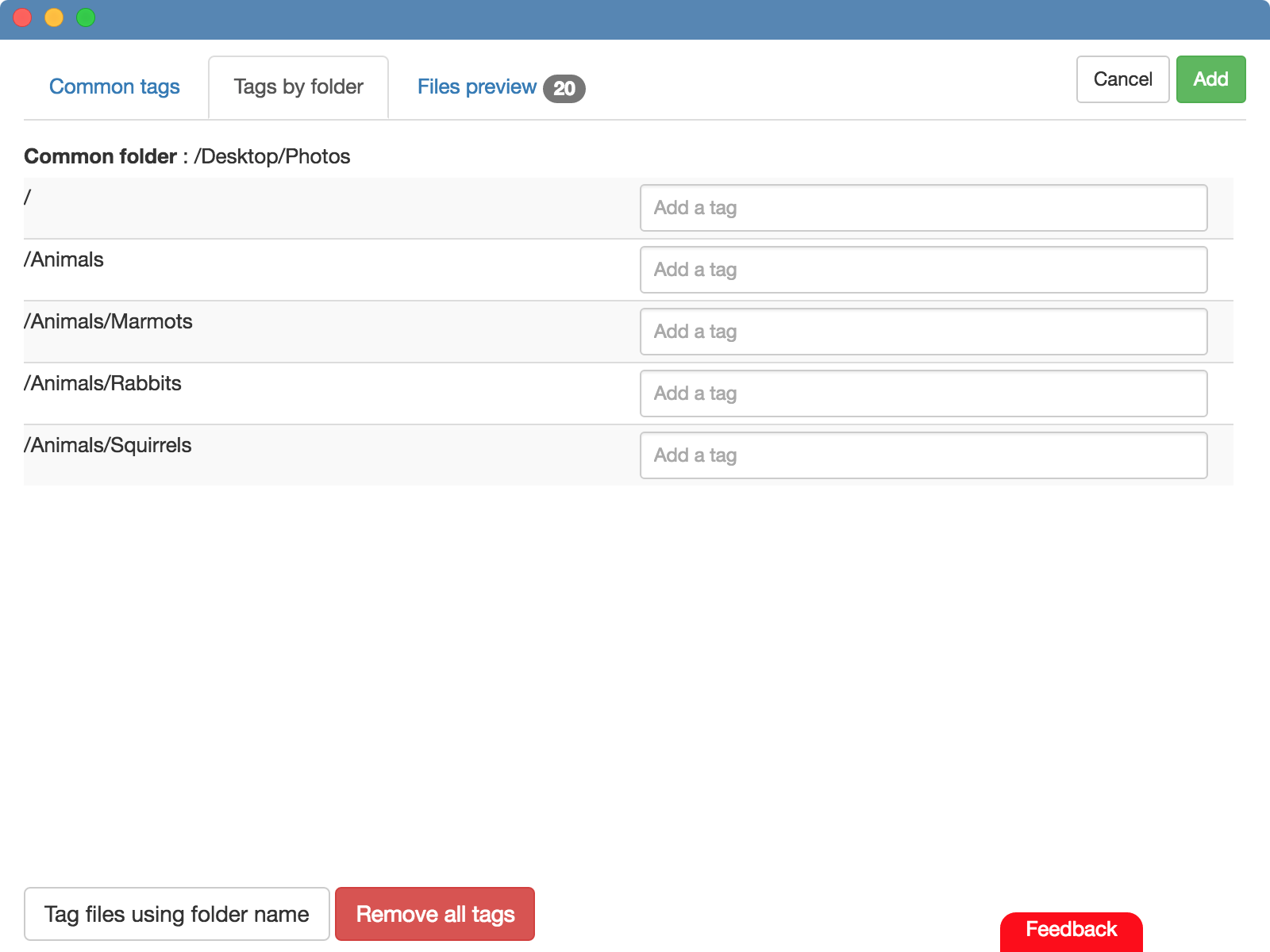 Example of files adding with TagFlow